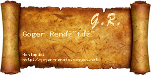 Goger Renátó névjegykártya